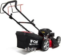Fox 18/46cm Petrol Turbo Lawn Mower Recoil 4 Blades 139cc Self Propelled