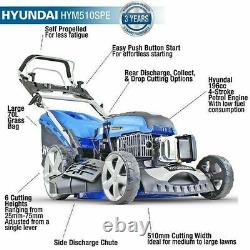 Hyundai HYM510SPE 196cc 510mm Petrol Electric Start Self Propelled Lawnmower