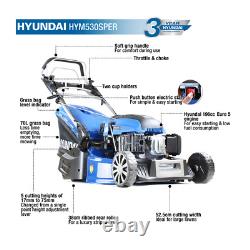 Hyundai HYM530SPER 196cc Electric-Start Self-Propelled 530mm Petrol Roller Lawnm