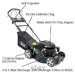 Webb Classic 46cm Petrol Self Propelled Lawnmower Electric Start WER460ES